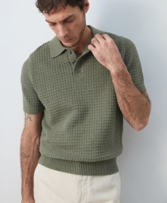 Men's Waffle Knit Polo Shirt