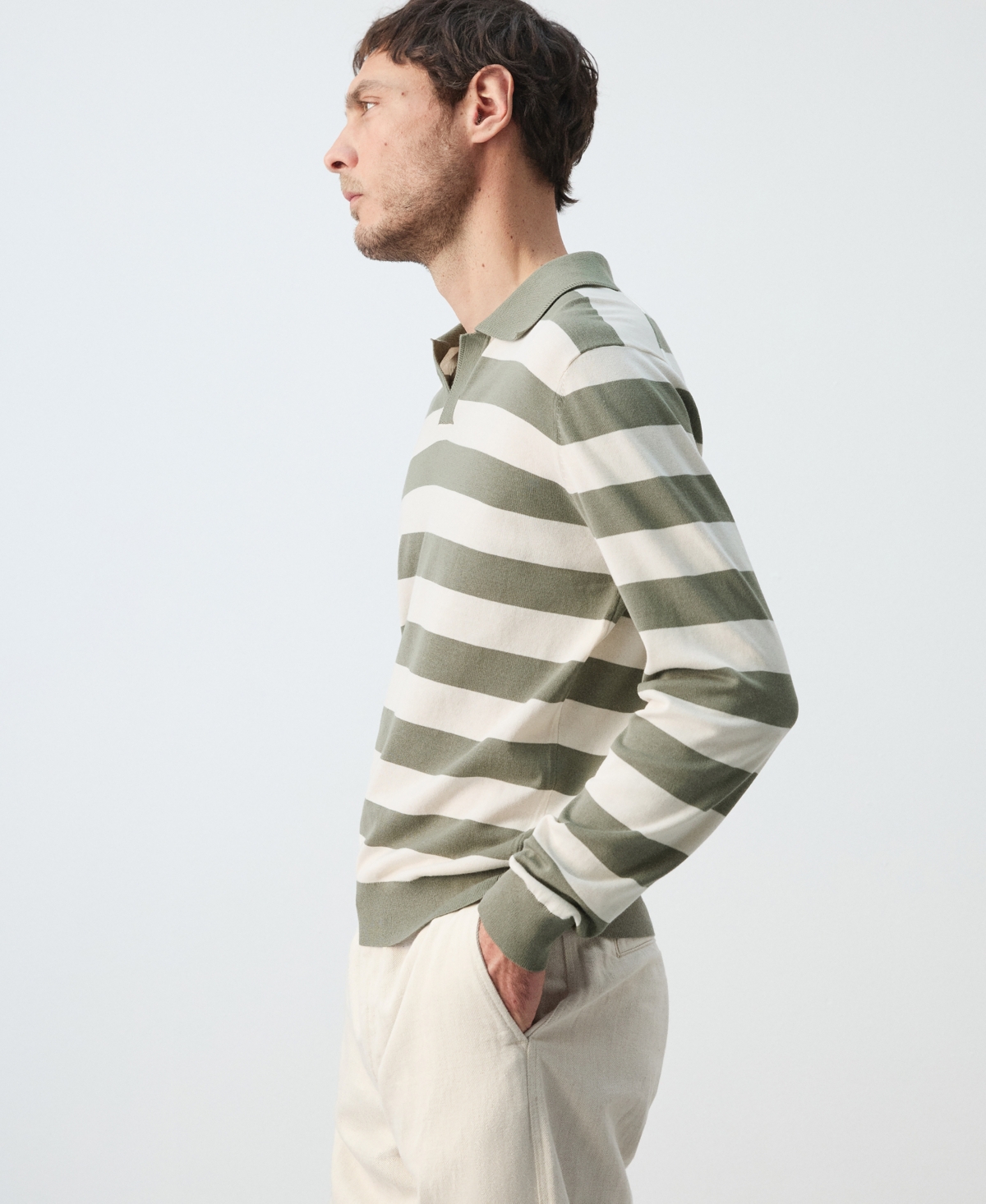 Mango Men's Cotton Fine Knit Polo Sweater