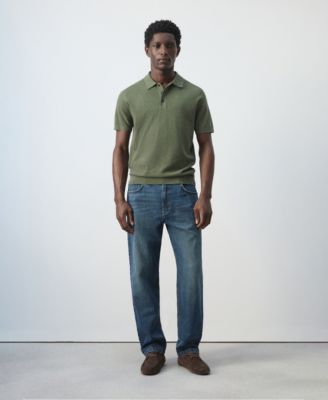 Men's Microstructure Fine-Knit Polo Shirt