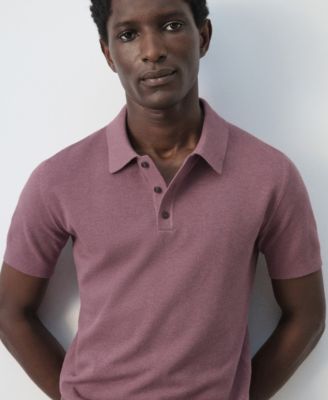 Men's Microstructure Fine-Knit Polo Shirt