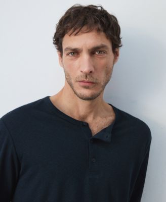 Men's Henley Linen-Blend T-Shirt