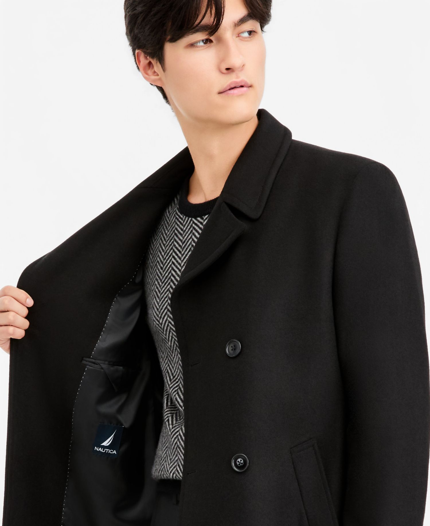Men's Classic-Fit Double Breasted Wool Overcoat