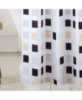 90GSM Peva Glit Printed Tiles Shower Curtain Tan