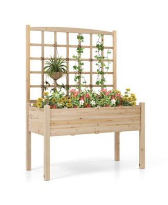 Elevated Garden Planter with Lattice and Drainage