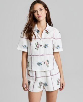 Women's Cotton Patchwork Camp Shirt