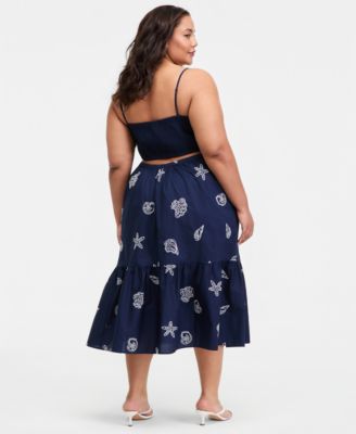 seashell embroidered dress Seashell Embroidered Maxi Dress L
