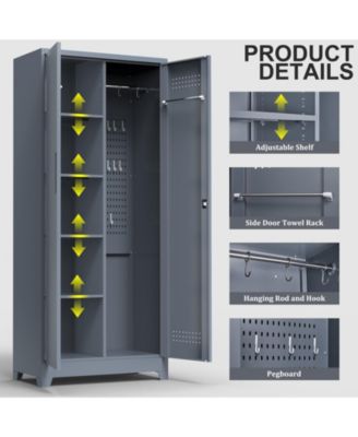 Metal Lockers Cleaning Tool Storage Cabinets With Locking Doors