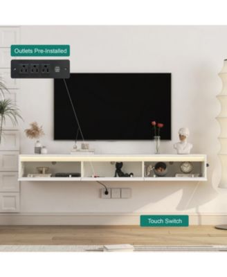 Floating TV Stand w/ LED & Power Outlet