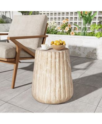 Outdoor Cleme Carved Side Table