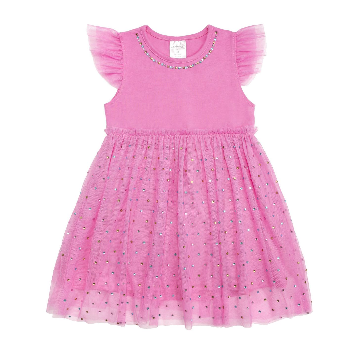 Платье Sweet Wink Raspberry Rhinestone Short Sleeve Tutu Dress для девочек, цвет: Малиновый — фото 1