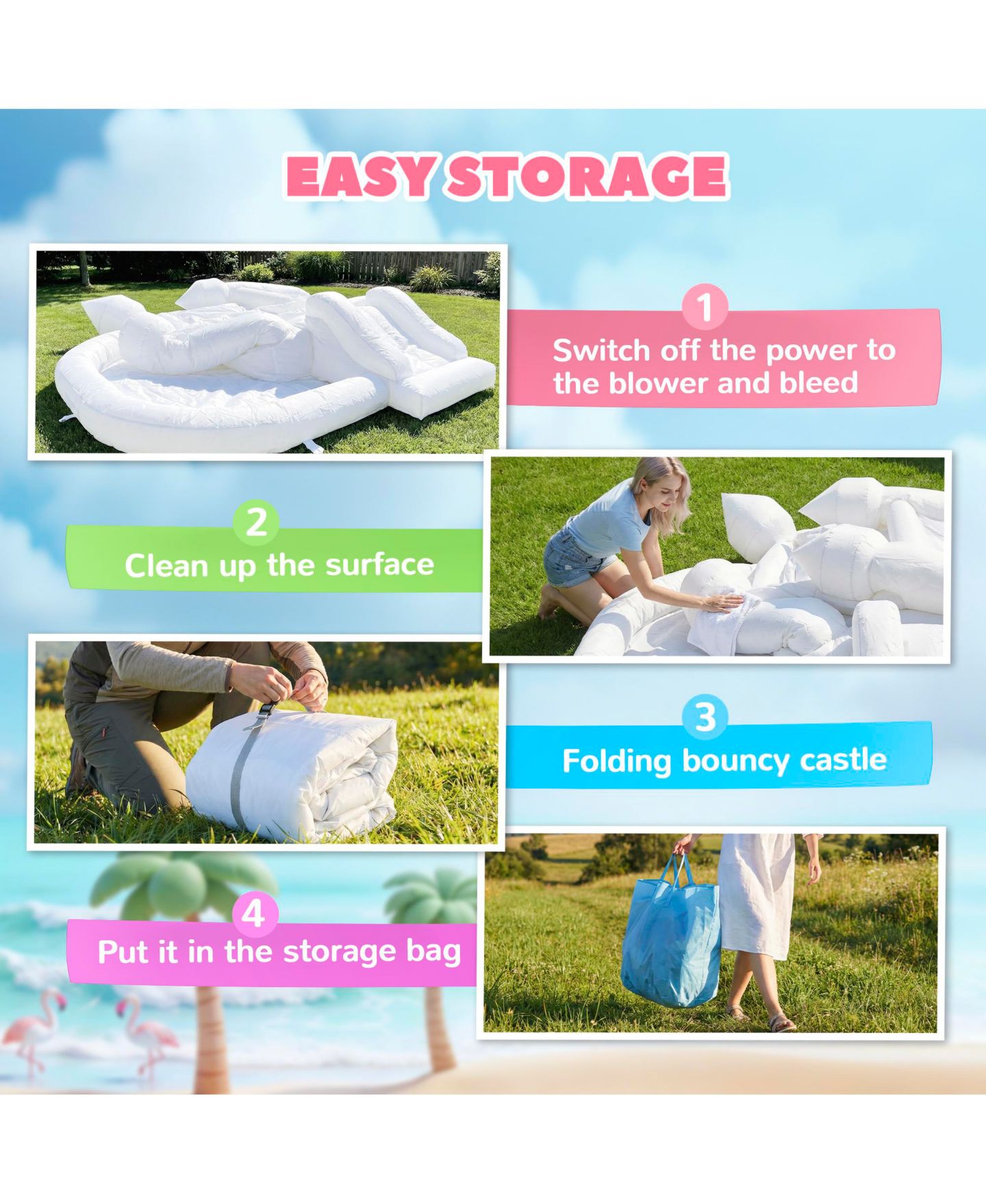 Детская игрушка Qaba 3-in-1 Inflatable Bounce House with Slide and Ball Pit, цвет: Белый — фото 8