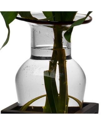 Clear Amphora Vase on Half Moon Metal Stand