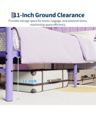 Twin Kids Bed Frame with Headboard & Footboard, Heart-Shaped Metal Platform Bed, Strong Steel Slats, Noise-Free, No Box Spring