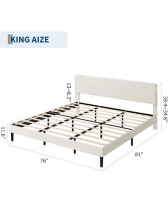 Bed Frame with Charging Station, Corduroy Upholstered Platform Bed with Headboard Shelf, Wooden Slats, Noise Free, Easy Assembly