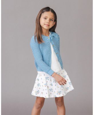 Hope and Henry Little and Big Girls' Organic Tweed Stitch Bow Cardigan