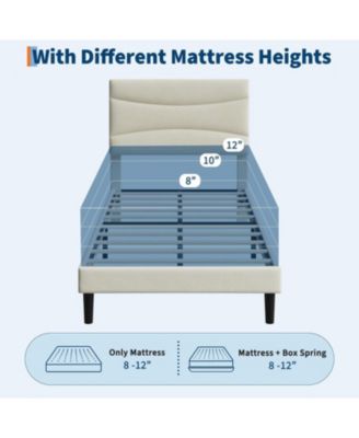 Upholstered Bed Frame with Headboard, Platform Bed with Wood Slats Support, No Box Spring Needed, Velvet.