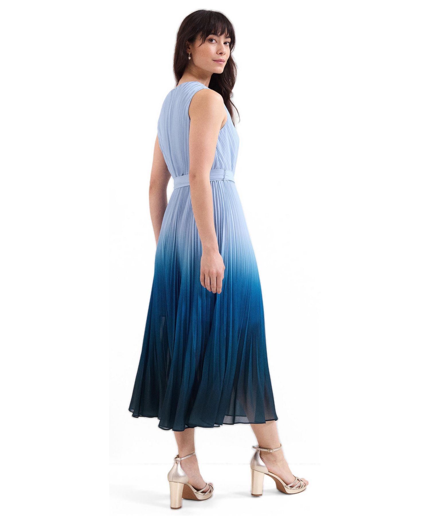 Women's Mira Pleated V-Neck Midi Dress