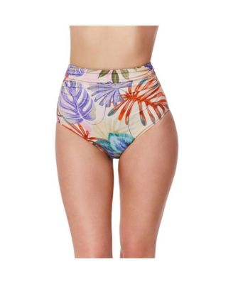 Women's Cherry Blossom Shirred High Waist Swim Bottom