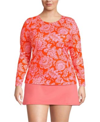Plus Size SunShade UPF 50 Long Sleeve Rash Guard Swim Tee