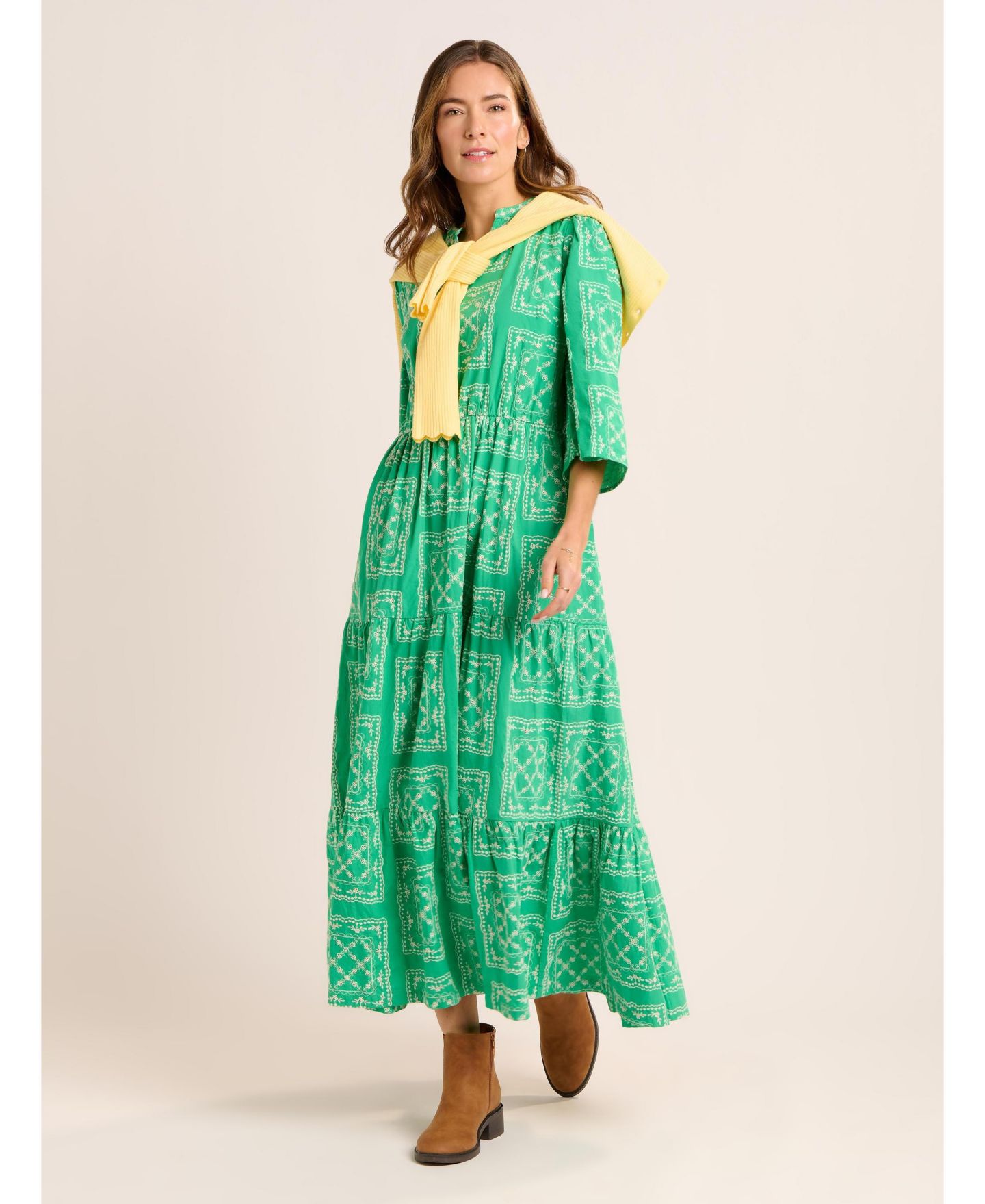 Женское платье Brakeburn Clarisa Embroidered Maxi, цвет: Зелёный — фото 6