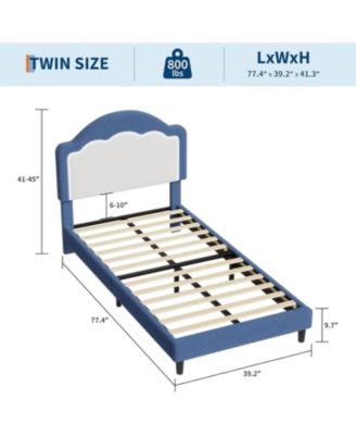 Twin Kids Upholstered Bed with LED Headboard, Plush Sherpa Fabric, Wooden Slats Support, Easy Assembly