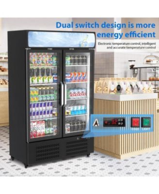 Commercial Refrigerators, 25.3 Cu.Ft. Upright Display Fridge, Beverage Cooler with LED Light, Adjustable Shelves