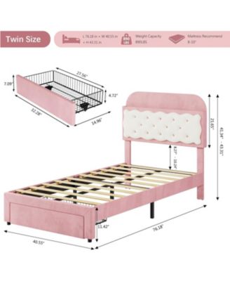 Full Metal Platform Bed Frame with Decorative Headboard & Footboard, Heavy Duty Steel Slats, Underbed Storage