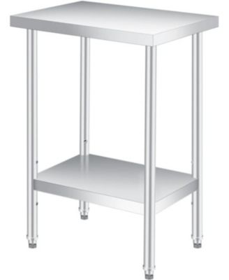 Stainless Steel Work Table 18x24x35 Inches with Adjustable Leveling Feet, Commercial Heavy Duty Kitchen Prep Table