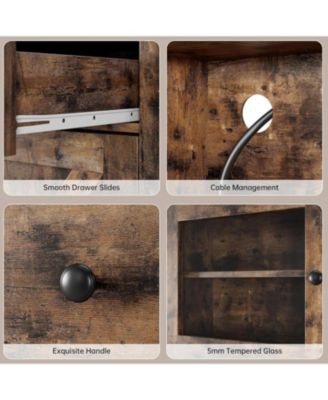 Retro Color Kitchen Pantry Cabinet with Microwave Stand and Coffee Bar 4 Doors