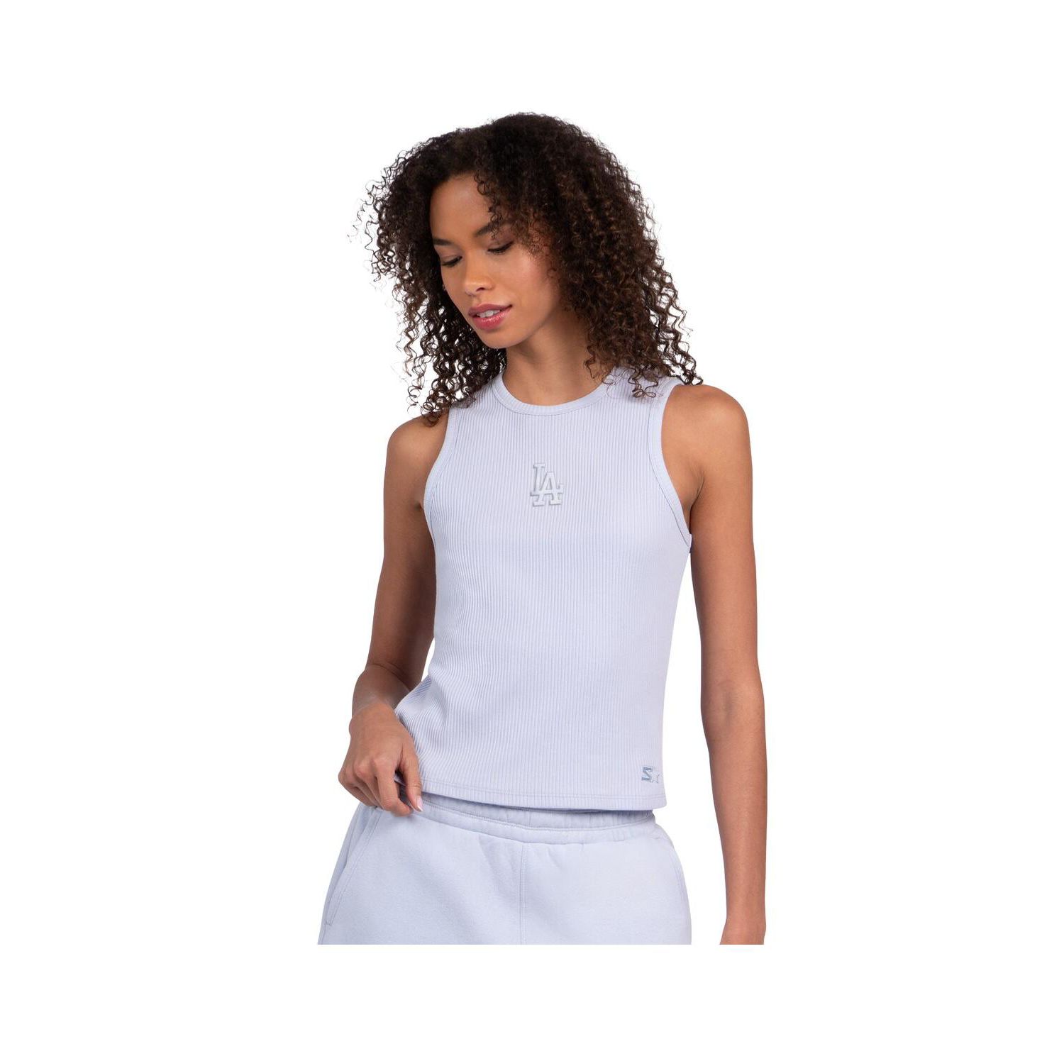 Women's Light Blue Los Angeles Dodgers Pastels Ribbed Tank Top