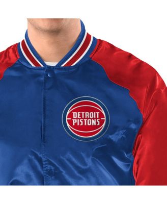 Men's Blue/Red Detroit Pistons Inductee Raglan Full-Snap Varsity Jacket