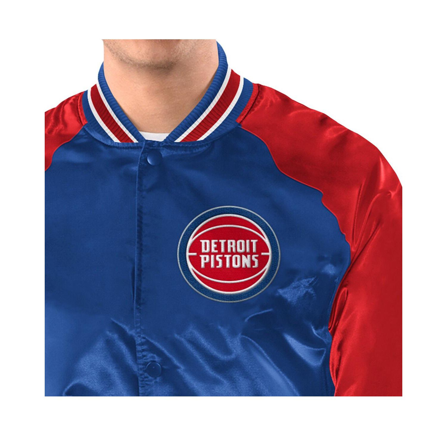 Men's Blue/Red Detroit Pistons Inductee Raglan Full-Snap Varsity Jacket