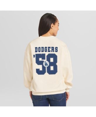 Women's Cream Los Angeles Dodgers Heavyweight Crew Neck Sweatshirt