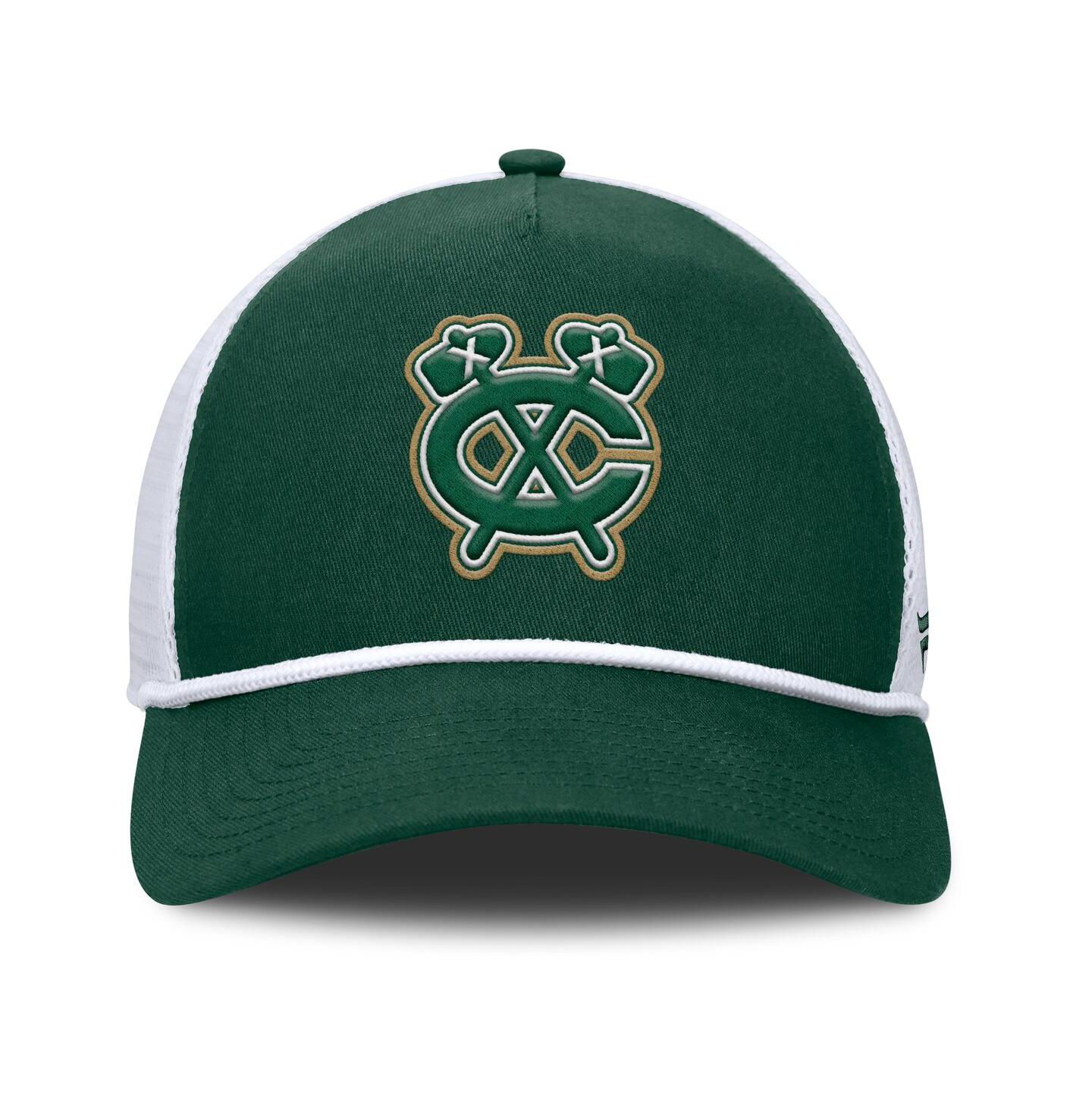 Мужская кепка Fanatics Green/White Chicago Blackhawks Bermuda A-Frame Adjustable Hat — фото 4
