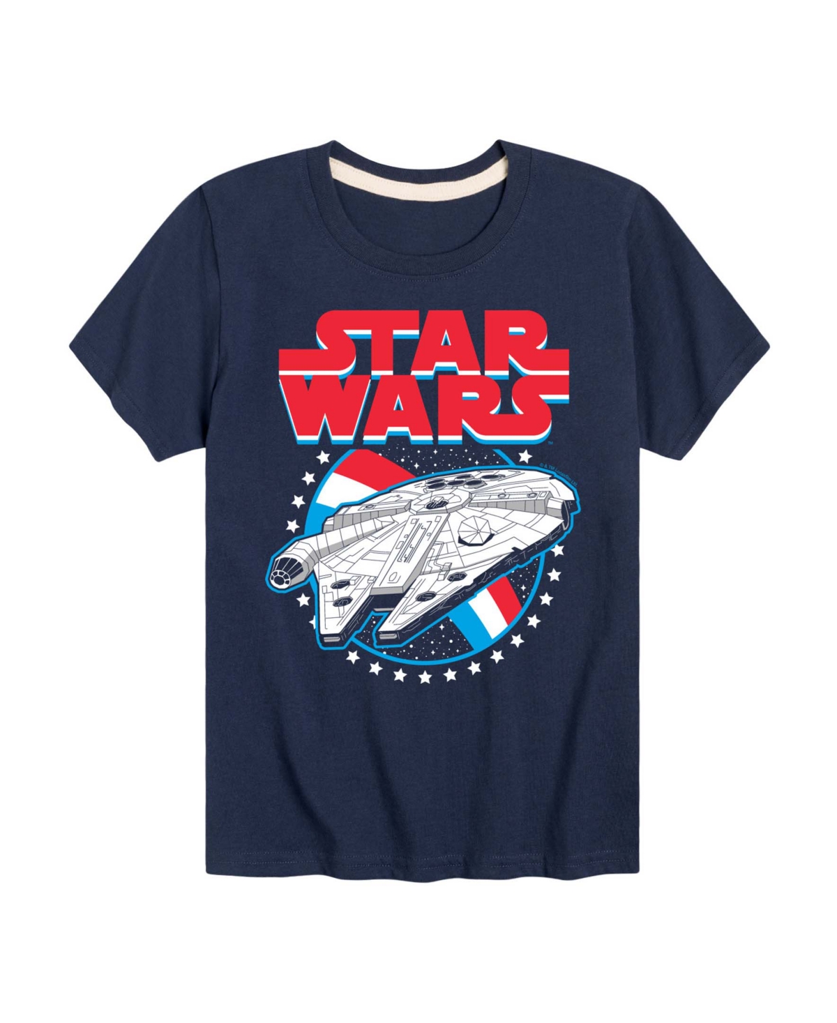 Star Wars Boys' 8-20 Millennium Falcon Americana Short-Sleeve Graphic T-Shirt - Navy