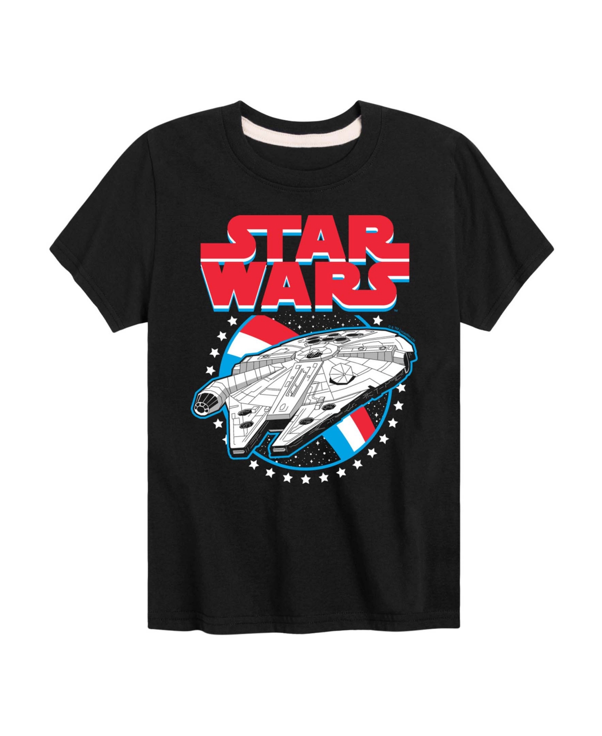 Star Wars Boys' 8-20 Millennium Falcon Americana Short-Sleeve Graphic T-Shirt - Black