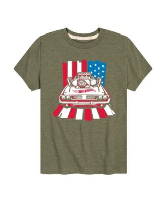 Hot Wheels Boys' Toddler 2T-5T Usa Stripes Short-Sleeve Graphic T-Shirt - Heather Military Green