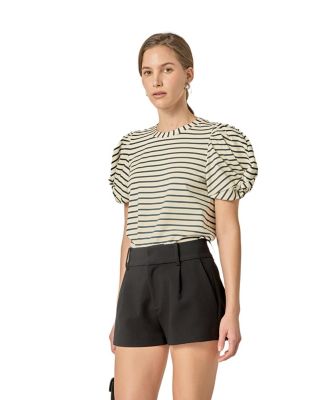 Women's Puff Sleeve Knit Cotton Top