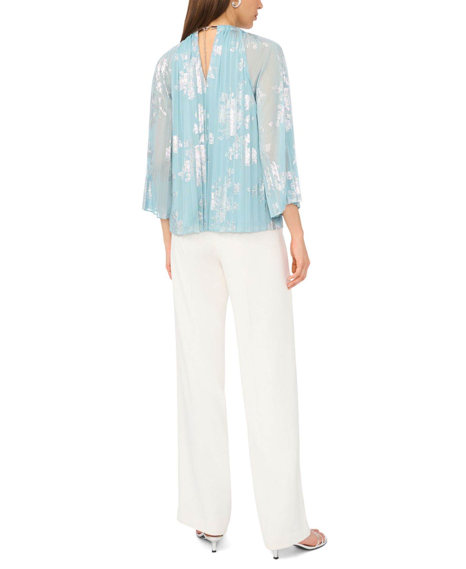 Women's 3/4-Length-Sleeve Keyhole Neck Top
