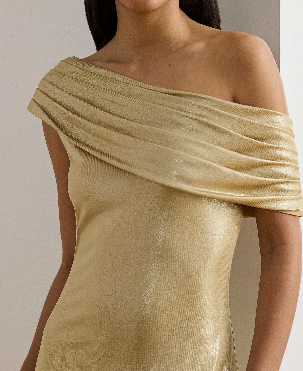 Lauren Ralph Lauren Metallic Jersey Off-the-Shoulder Gown view 4 — MAYCSS fashion products