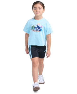 Girls' 2T-6X Short-Sleeve T-Shirt and Bike Shorts, 2-Piece Set