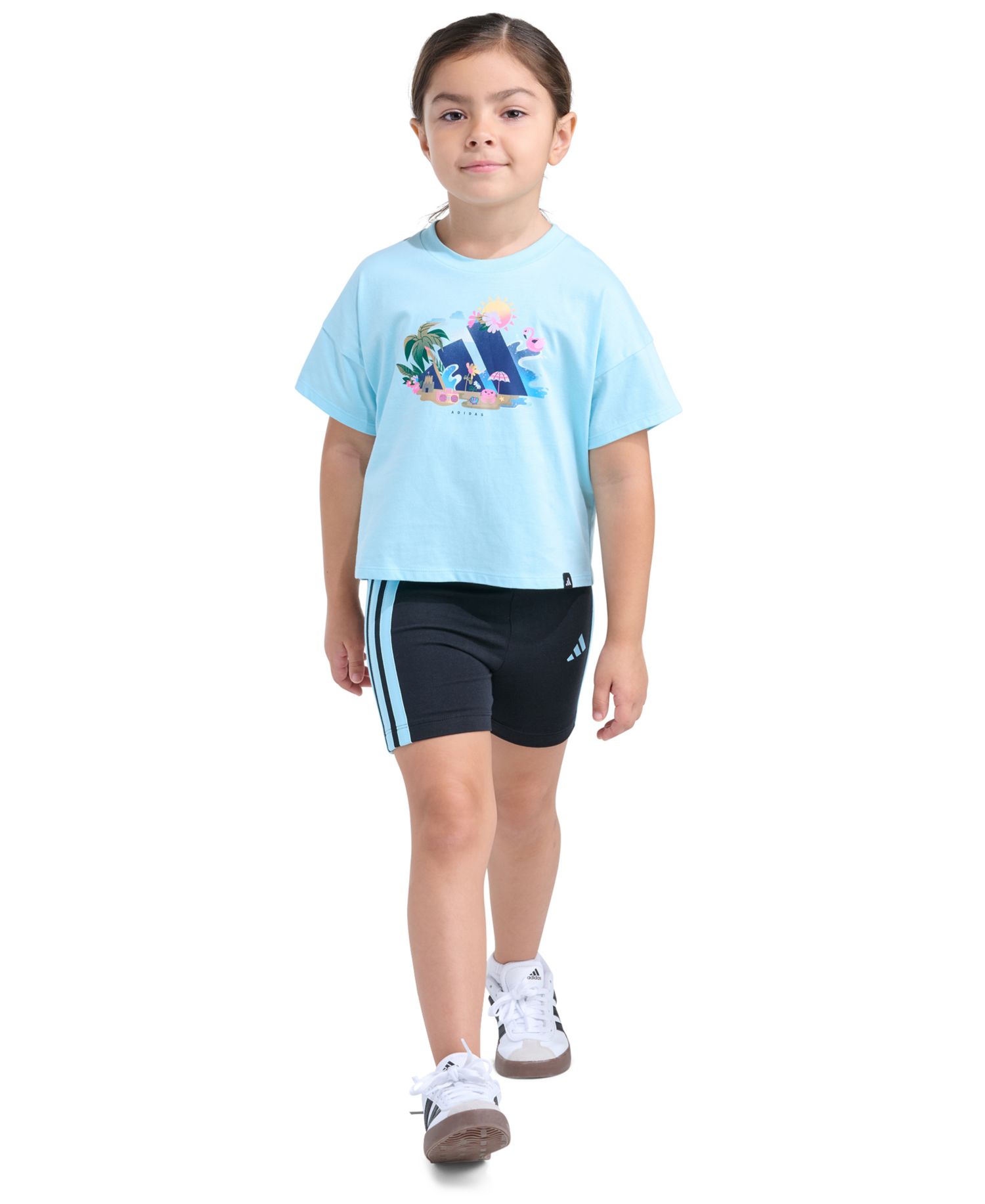 Girls' 2T-6X Short-Sleeve T-Shirt and Bike Shorts, 2-Piece Set