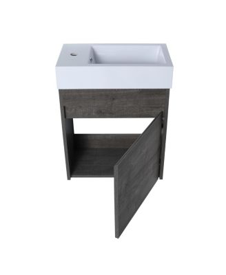 18" Wall Mounted Bathroom Vanity with Resin Sink, Soft Close Door & Ample Storage for Small Spaces