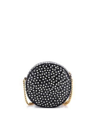 Vinyle Round Camera Bag Print Matelasse Chevron Leather