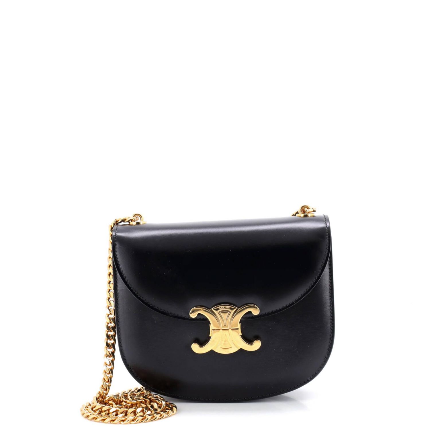 Triomphe Besace Clea Chain Flap Bag Leather