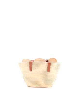 Small Triomphe Basket Shoulder Bag Braided Raffia and Leather