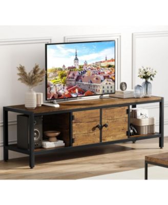65" TV Stand for Bedroom, Farmhouse Cabinet with Storage, Fits up to 75" TVs, Wooden Console
