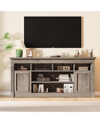 68" Farmhouse TV Stand for TVs up to 75", Entertainment Center, Open Storage Cabinets, Media Console