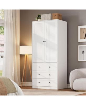 Modern 2-Door Armoire Wardrobe with 3 Drawers