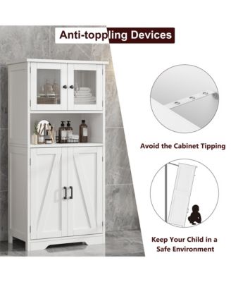 Storage Cabinets, 54 Inch Tall Hutch Bar Cabinet with Glass Doors and Adjustable Shelves